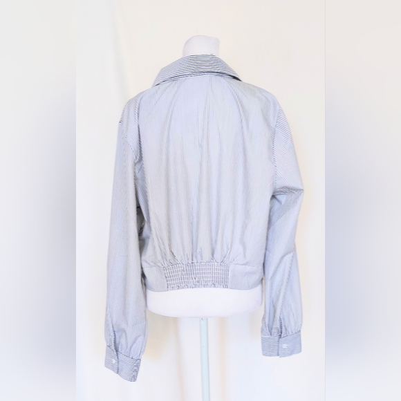 Wildflower Apparel XL Long Sleeve Button Down Shirt  Cropped Black White Stripe - Picture 5 of 8